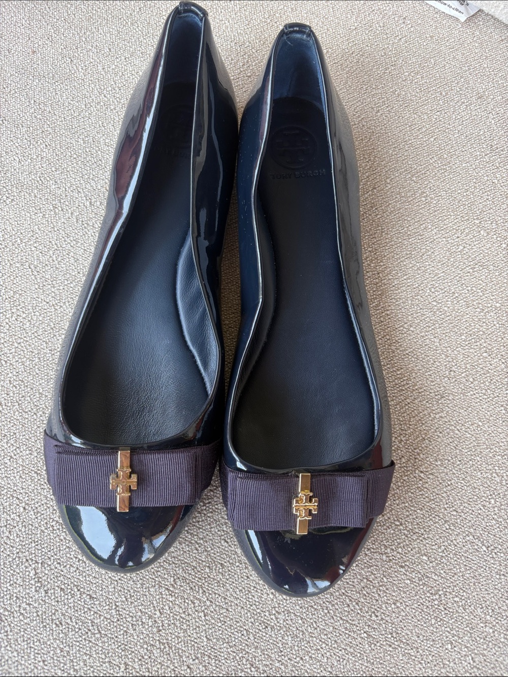 TORY BURCH Trudy Ballet Slipper Flats. Navy patent leather. Size 8